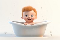 Baby bathing bathtub cartoon. 