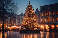 Christmas winter city tree. AI generated Image by rawpixel.