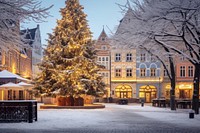 Christmas town tree winter. 