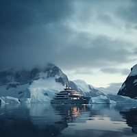 Yacht mountain outdoors glacier. 