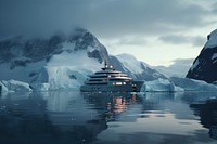 Yacht mountain outdoors glacier. AI generated Image by rawpixel.