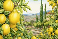 Lemon garden outdoors painting plant. 