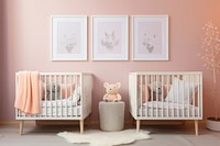 Nursery Interior crib room. 