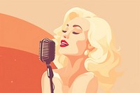 Woman singing microphone blonde adult. 