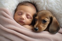 Dachshund Newborn blanket puppy. 