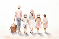 Family travel vacation drawing female. 