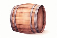 Wine barrel brown keg white background. 