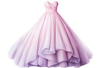 Purple wedding dress fashion gown white background. 