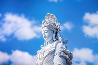 Photo of Guan Yin statue ceramic close up.  