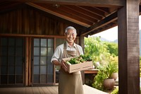 Old asian box gardening holding. 