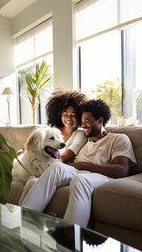 Happy black family architecture furniture mammal. 