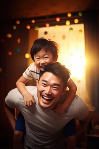 Happy asian family laughing portrait father. 