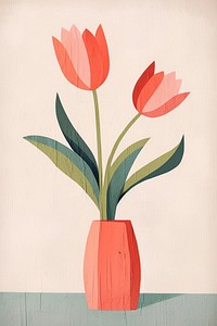 Tulip vase painting flower. 