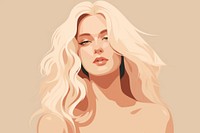 Blonde hair woman portrait sketch adult. 