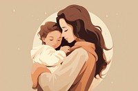 Hugging adult child woman. AI generated Image by rawpixel.