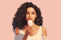 Young girl eating ice cream adult woman hairstyle. AI generated Image by rawpixel.