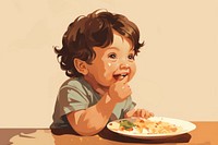 Eating baby biting food eating innocence happiness. AI generated Image by rawpixel.