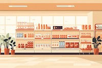 Supermarket shelf architecture arrangement. 