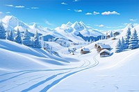 Ski slopes landscape panoramic outdoors. 