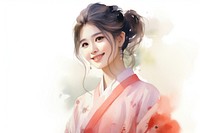 Japanese female wearing yukata portrait fashion smiling. AI generated Image by rawpixel.