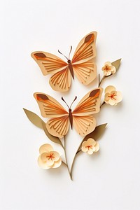 Butterfly flower art white background. AI generated Image by rawpixel.