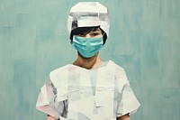 Surgeon wearing surgeon scrub suit protection portrait. 