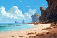 Sand beach landscape outdoors horizon. AI generated Image by rawpixel.