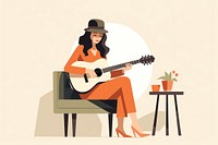 Woman playing guitar musician sitting chair. AI generated Image by rawpixel.