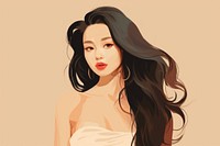 Asia girl portrait sketch adult. 
