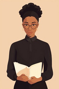 Black female teacher holding a book publication portrait. 