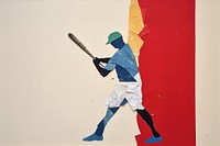 Baseball player art painting sports. AI generated Image by rawpixel.
