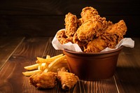 Fried food fried chicken french fries. AI generated Image by rawpixel.