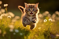 Kitten cat animal mammal plant. AI generated Image by rawpixel.