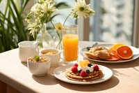 Healthy breakfast table brunch bread. 