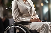 Wheelchair adult woman suit. 