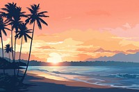 Beach landscape outdoors horizon. AI generated Image by rawpixel.