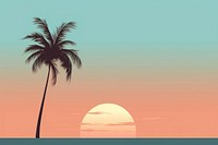 Tropical palm tree outdoors horizon sunset. AI generated Image by rawpixel.