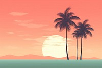 Tropical palm tree landscape outdoors sunset. 