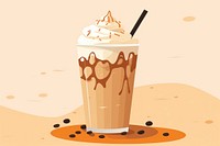 Caramel milkshake dessert drink food. 