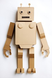 Robot cardboard white background anthropomorphic. AI generated Image by rawpixel.