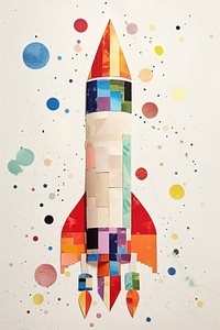 Launching rocket collage paper art. 