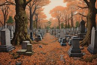 Cemetery tombstone outdoors autumn. AI generated Image by rawpixel.