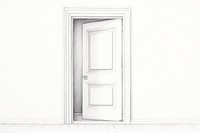 Opened door white drawing wall.