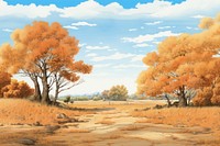 Autumn landscape tree outdoors painting. AI generated Image by rawpixel.