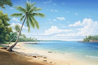 Tropical beach landscape outdoors. 