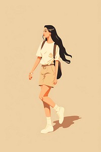 Women student walking shorts accessories hairstyle. AI generated Image by rawpixel.
