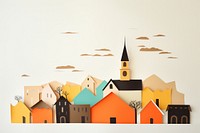 Church town scene painting architecture building. AI generated Image by rawpixel.