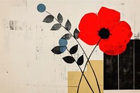 Japan art flower painting poppy. 