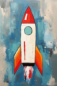 Launching rocket art painting aircraft.