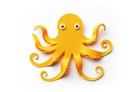 Octopus animal yellow white background. 